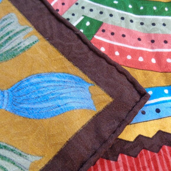 Vintage LOUIS FERAUD Multicolor 34" SILK SCARF Hand Rolled Tassel Print - Picture 7 of 7